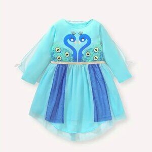 Peacock Girls Long Sleeve Tulle Dress